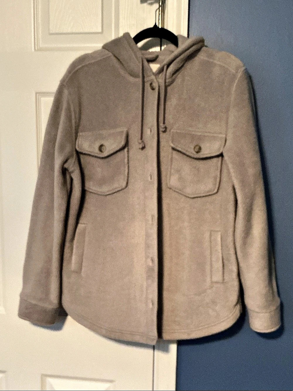 Thread & Supply Fleece Hooded Shacket Brown Small